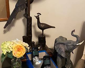 Carved End Table with Marble Top