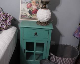 1 of 2 turquoise side tables, lamp