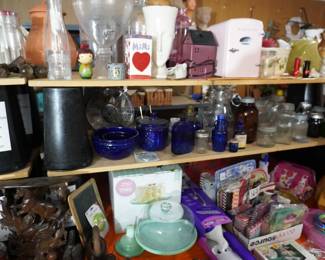 blue glass, cake dome, decor