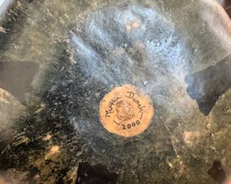 F30 - $35. Martha Danek 2000. Chatham Co. Artist. Carved and Painted Gourd.   Measures 8" Wide x 8.5" Tall