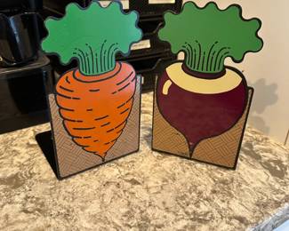F150 - $30 Pair of Root Vegetable Bookends from Hyde Park. 