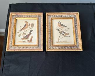 F76 - $30. PAIR of H. Hal Kramer Antiqued Collection framed birds. 