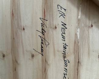 F52 - $2250. Original Painting "Elk Mountain Sunrise" by Victoria Pinney. Measures 41" square. Signed MVP. 