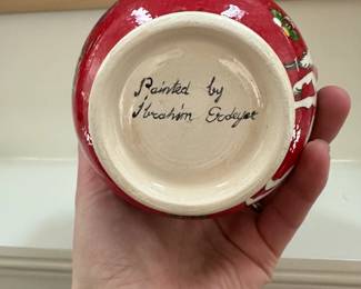 F40 - $40. Bright Turkish Vase! Turkish ceramicist İbrahim Erdeyer signed hand painted vase. Measures 4.5" Wide x 7" tall