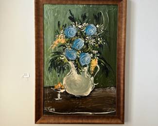 F6 - $500. Etta Benjamin Cien MCM Large Original Painting. Signed E. Cien. Measures  28.5" Wide x 40.5" Tall