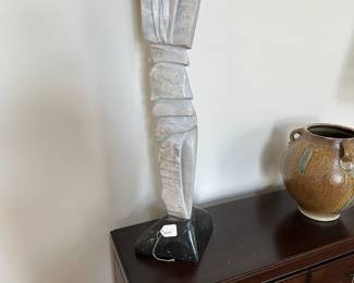 F2 - $1400. Large Signed William Moore Garden Sculpture (Chatham Co. Artist). Has only been used in the house currently.  Measures 10" Wide x 41" Tall. 