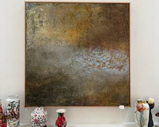 F52 - $2250. Original Painting "Elk Mountain Sunrise" by Victoria Pinney. Measures 41" square. Signed MVP. 