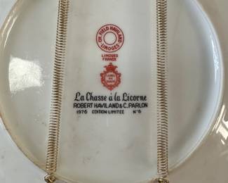 F65 - $25.   Limoges France R Haviland & C. Parton 1976 Limited Ed #6 .  " Hunt of the Unicorn"  Measures 9 7/8". 