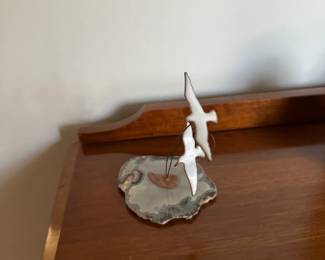 F88 - $25. Signed "Spencer" Enamel Kinetic Seagulls