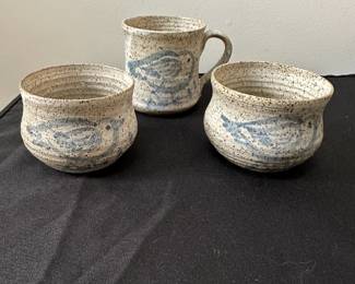 F71 - $20. 3 Pc. Gerding Pottery. 2 cups. 1 mug. 