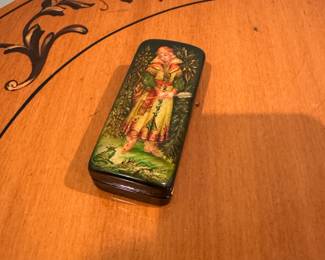 F127 - $12. Handpainted Velvet Lined Trinket Box. 