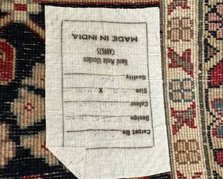 F34 - $475. Hand Made in India - Wool.   Measures 9' Wide x 11' Long