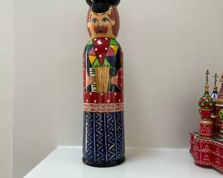 F45 - $45. Large Russian Handpainted Large Doll.  Measures 3.75" Wide x 12.5" Tall