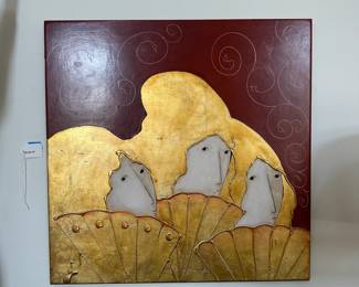 F1 - $550. Stephen White Original Painting on wood. Dated 1998. Measures 24" x 23.75". 