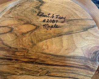 F28 - $65. Live Edge Decorative Wooden Bowl Signed - Robert Frey. #2089. Maple.  Measures 9.5" Wide x 8" Deep x 5" Tall