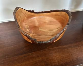 F28 - $65. Live Edge Decorative Wooden Bowl Signed - Robert Frey. #2089. Maple. Measures 9.5" Wide x 8" Deep x 5" Tall