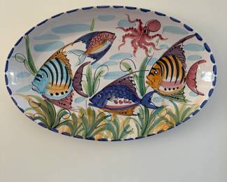 F5 - $125. Large Vietri Platter - Wall Hanging.   Measures 24" wide x 15.5" Tall