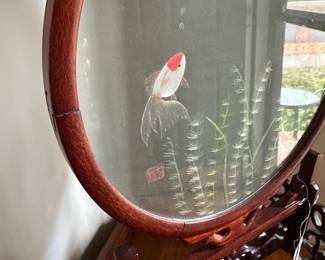 F84 - $95. Chinese Double Sided Fishbowl Table Screen. Measures 10.5" x 6" deep x 20" tall. Excellent Condition. 