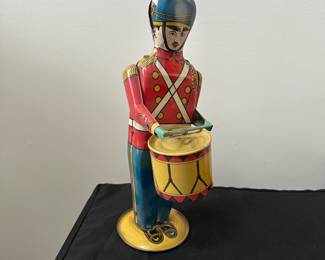 F75 - $45. Tin Wind Up Drum Toy. As is. 