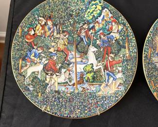 F64 - $25.   Limoges France R Haviland & C. Parton 1974 Limited Ed #4 .  " Hunt of the Unicorn"  Measures 9 7/8".