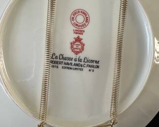 F66 - $25.  Vintage 1975 "The Hunt of the Unicorn"- CH Field Haviland - Limoges France-Plate No 5. Measures 9 7/8". 