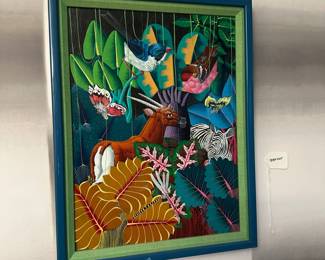 F117 - $60. K. Estigene Haitian Artist. Original Painting #2. Measures 13.75" x 17.75"