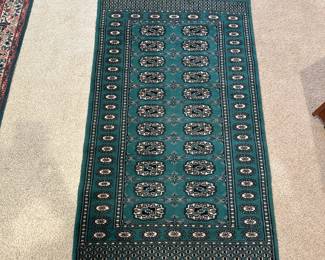 F90 - $125. Green Runner Rug. Measures 31.5" x 54".  100% Wool from Pakistan. 