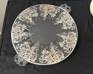 F78 - $20. Silver Overlay Glass Plater.