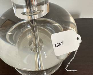 F25 - $50. Glass Table Lamp measures 27.5" tall. Shade is in good condition. 