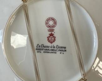 F64 - $25.   Limoges France R Haviland & C. Parton 1974 Limited Ed #4 .  " Hunt of the Unicorn"  Measures 9 7/8".