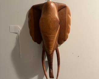 F97 - $20. Carved Wooden Elephant Head. 