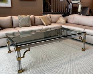 Vintage Heavy Brass Chrome coffee table. Mastercraft?