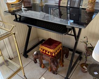 	#48	Black glass top desk 39x22x29	 $40.00 				