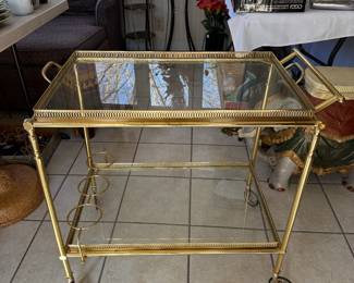 	#50	Glass and brass bar cart 27x17.5x27	 $60.00 				