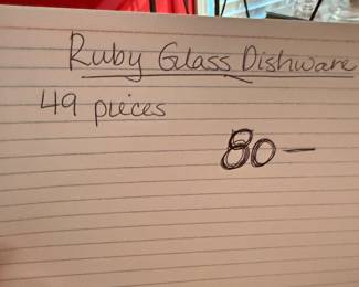 	#79	Ruby glass dishware set of 49 pieces	 $60.00 				