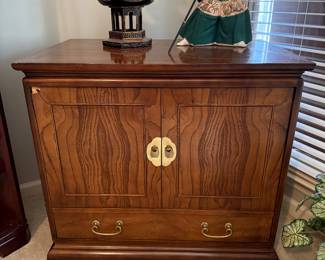 	#34	Asian inspired cabinet 33x22x30 (as is small chip)	 $40.00 				