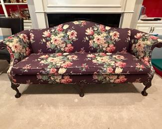 	#19	Beautiful Camel back sofa 81"L with carved legs	 $50.00 				