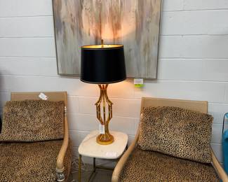 Pair of leopard Bergere Chairs