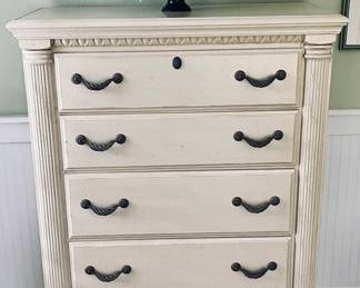 5-Drawer white tall dresser, 40 x 18 x 54