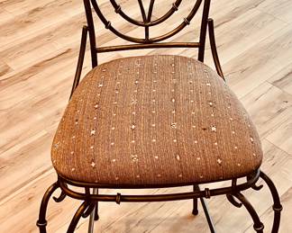 Pair of padded metal bar height stools (1 of 2 shown), 47" H