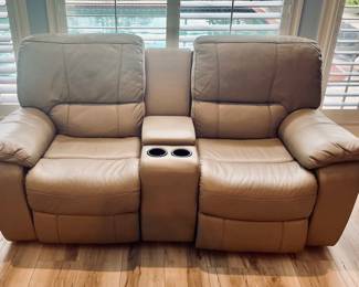 Two-Seat Faux Leather Reclining Love Seat, 78, x 38 x 40