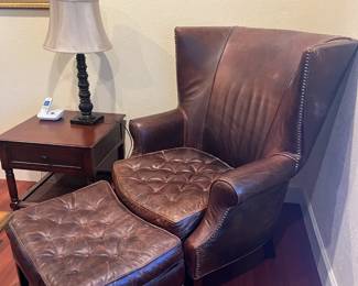 Perfectly worn leather office chair and foot stool - gorgeous!