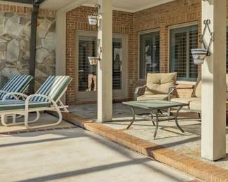 Patio loungers, swivel chairs and tables