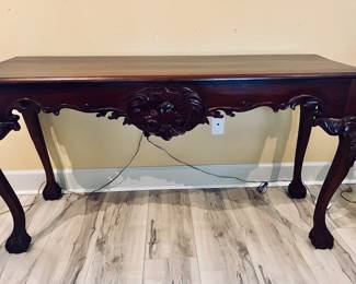 Solid wood Queen Anne sofa/entry table, 56 x 19 x 30