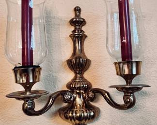Pair of candelabra sconces w/candles