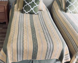 Sage green & yellow twin bedding
