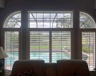 Plantation Shutters. 2 inside panels each measure 37" x 72", two outside panels each measure 26" x 70"