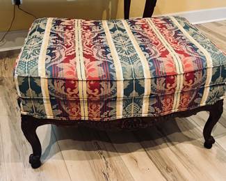 Vintage striped foot stool/ottoman, 32 x 23 x 18