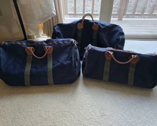 Set of 3 Vintage LL Bean canvas duffle 
