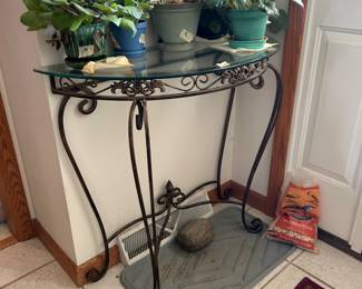 African Violets and a Nice Iron/Glass Table